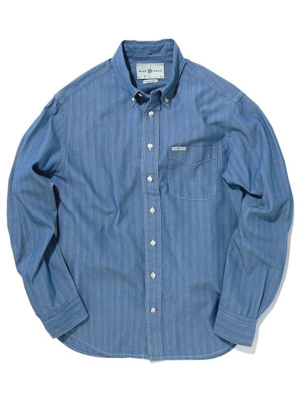 BN Natural Blue Button Down Shirt Long Sleeve (Medium Blue)