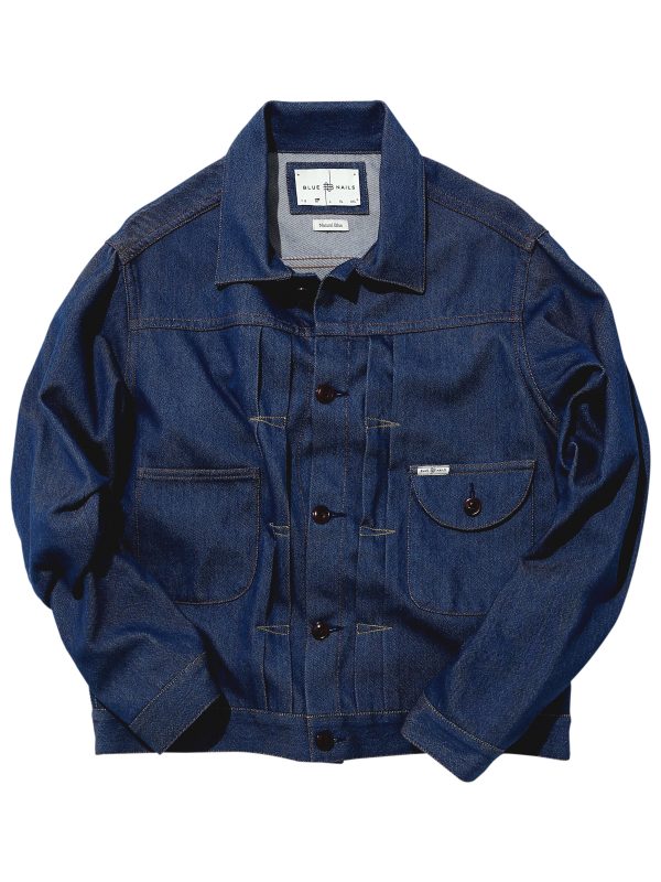 BN Natural Blue Selvedge Denim Green Cast Work Shirt
