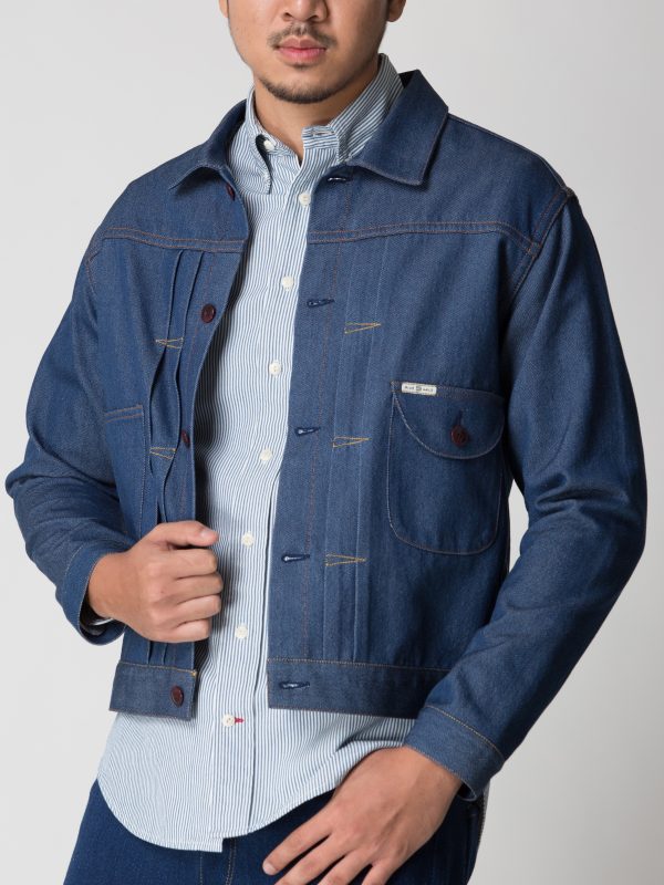 BN Natural Blue Selvedge Denim Green Cast Work Shirt - Image 4