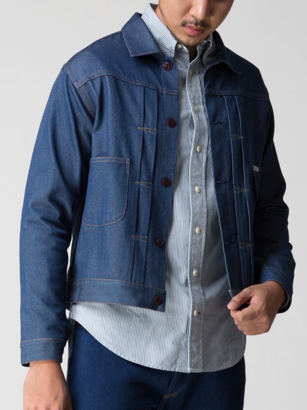 BN Natural Blue Selvedge Denim Green Cast Work Shirt - Image 5