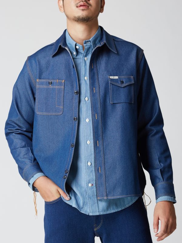 BN Natural Blue Selvedge Denim Blue Cast Work Shirt - Image 3