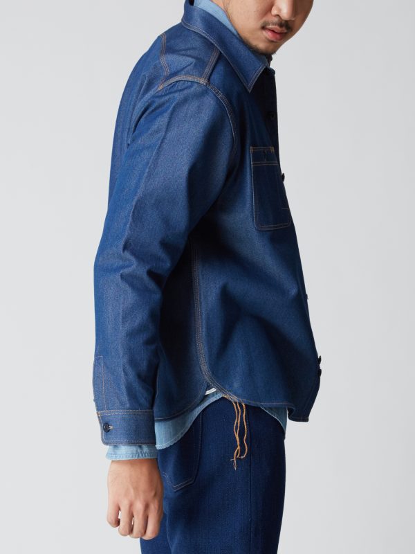 BN Natural Blue Selvedge Denim Blue Cast Work Shirt - Image 4