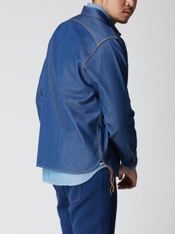 BN Natural Blue Selvedge Denim Blue Cast Work Shirt - Image 5