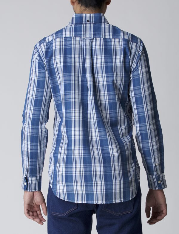BN Natural Blue Button Down Blue Plait Shirt Long Sleeve (Light Blue) - Image 5