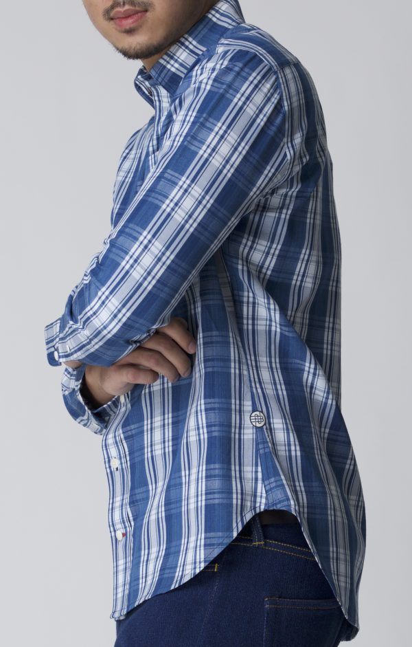 BN Natural Blue Button Down Blue Plait Shirt Long Sleeve (Light Blue) - Image 4